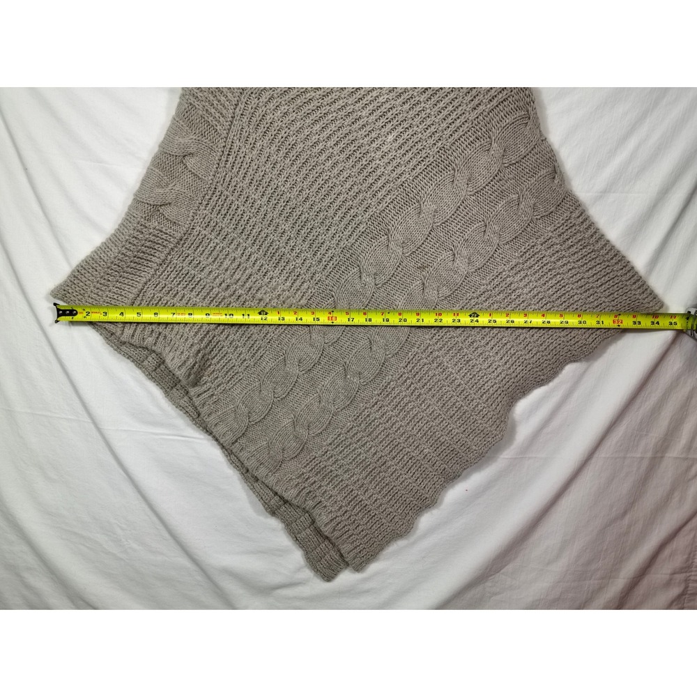 COCOGIO Poncho Taupe Chunky Cable Knit Fisherman Made in Italy Coastal OS - Picture 3 of 7